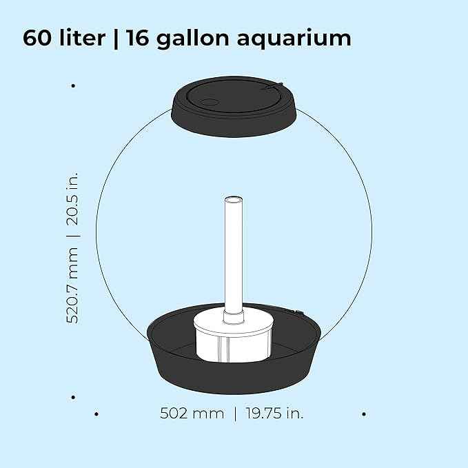 biOrb Classic 60 Acrylic 16-Gallon Aquarium with Multi-Color Remote-Controlled LED Lights Modern Tank for Tabletop Display, Black