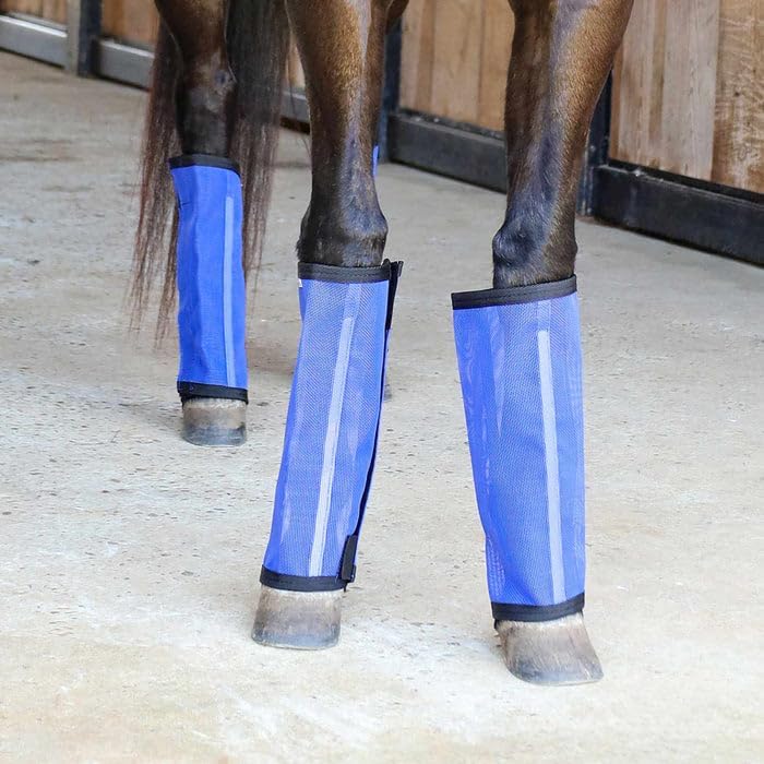 Jeffers Romper Stomper Fly Boots for Horses - Grey, Large – Breathable Mesh Leg Wraps for Insect Protection, Stable Accessories for Summer Turnout, Ride Gear, Horse Hoof & Leg Care - 4 Pack