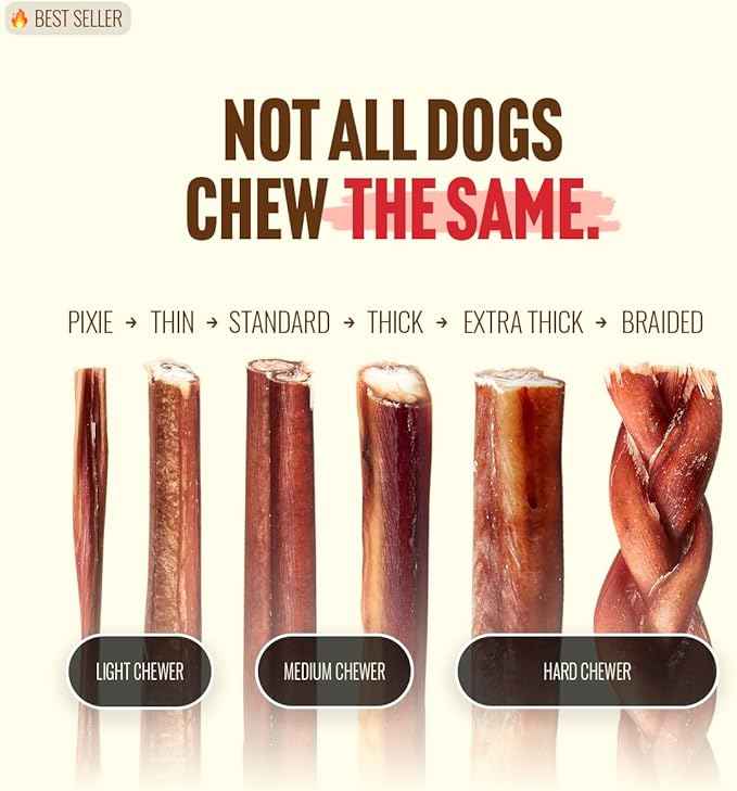 Natural Farm Odor Free Jumbo Bully Sticks (12 Inch, 5 Pack), Extra-Thick Chews for Dogs, Fully Digestible 100% Beef Treats, Supports Dental Health, Keep Your Dog Busy with 50% Longer Lasting Chews…