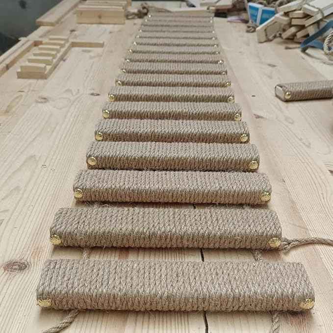 Cat Bridge & Climbing Frame - Sisal Rope Ladder & Scratcher Post for Cat Cage & Tree Tower