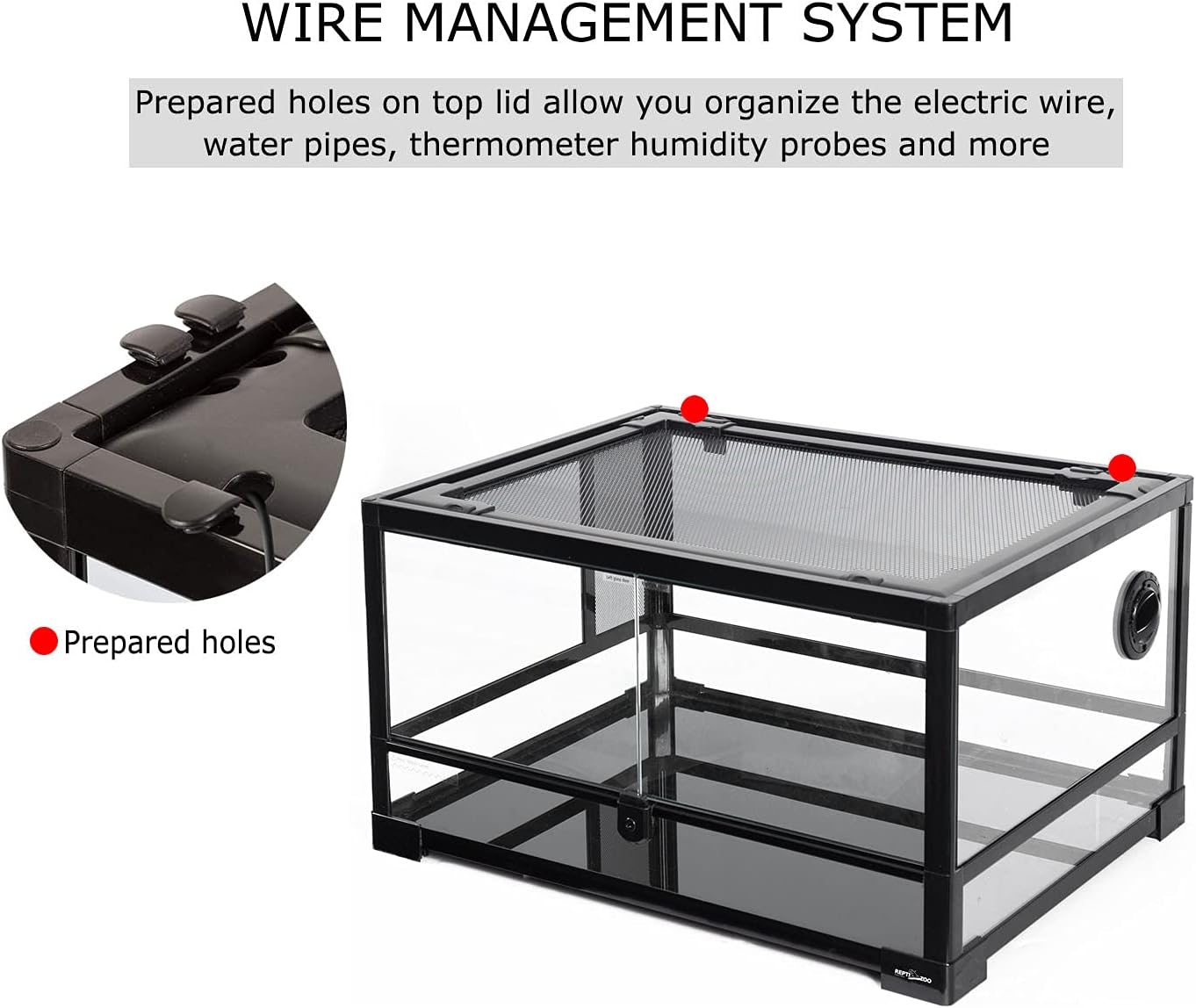 REPTI ZOO Full Glass 20 Gallon Reptile Tank, Front Opening Reptile Terrarium 24" x 18"x 12", Double Hinged Opening Doors & Top Screen Ventilation Escape Proof Lid - FurryFun