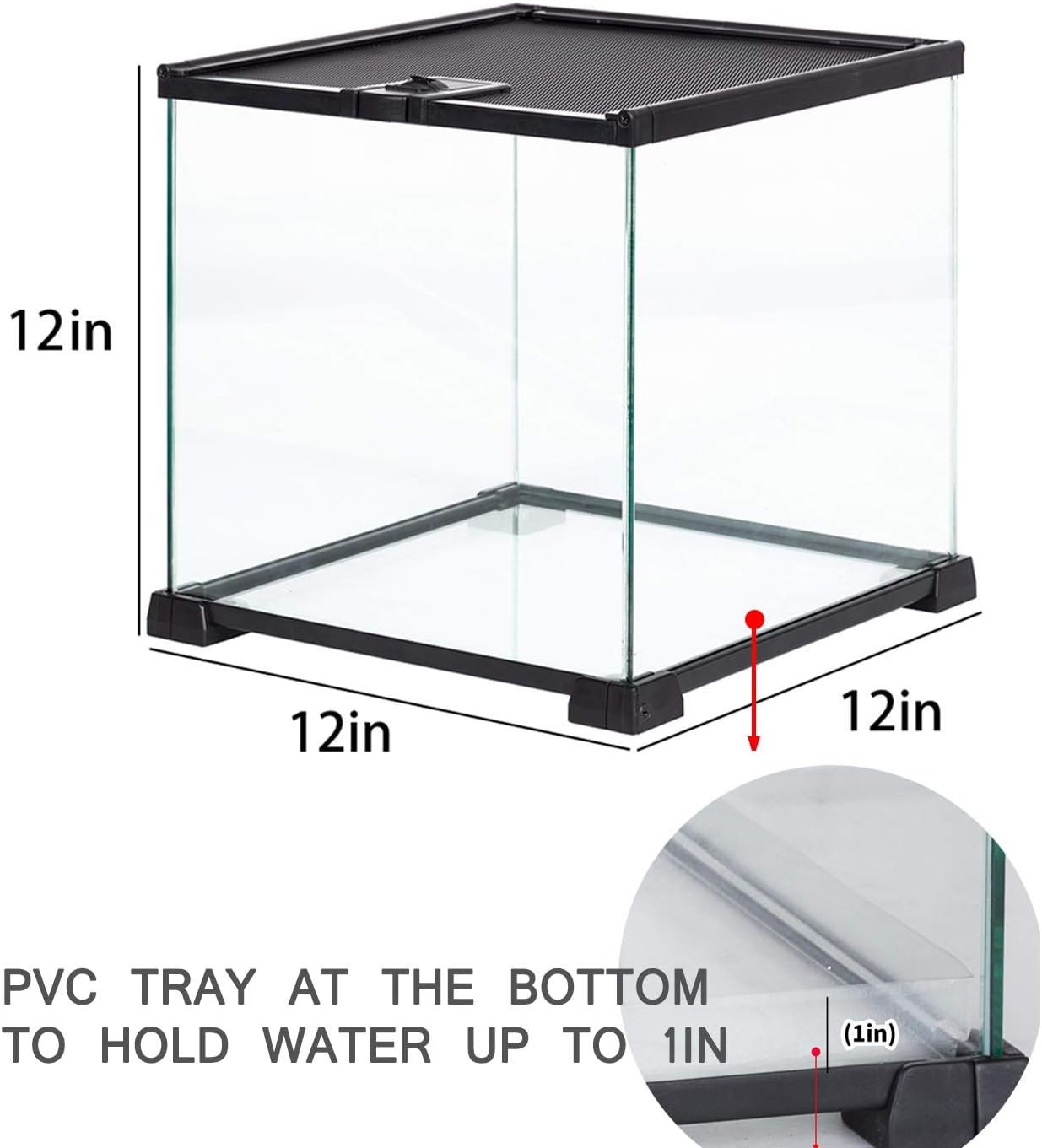 REPTIZOO Small Glass Tank 8 Gallon, Top Opening Terrarium 12" x 12" x 12" Leopard Gecko Tarantula Young Lizard Hermit Crab Frog Insects Breeding Tank - FurryFun
