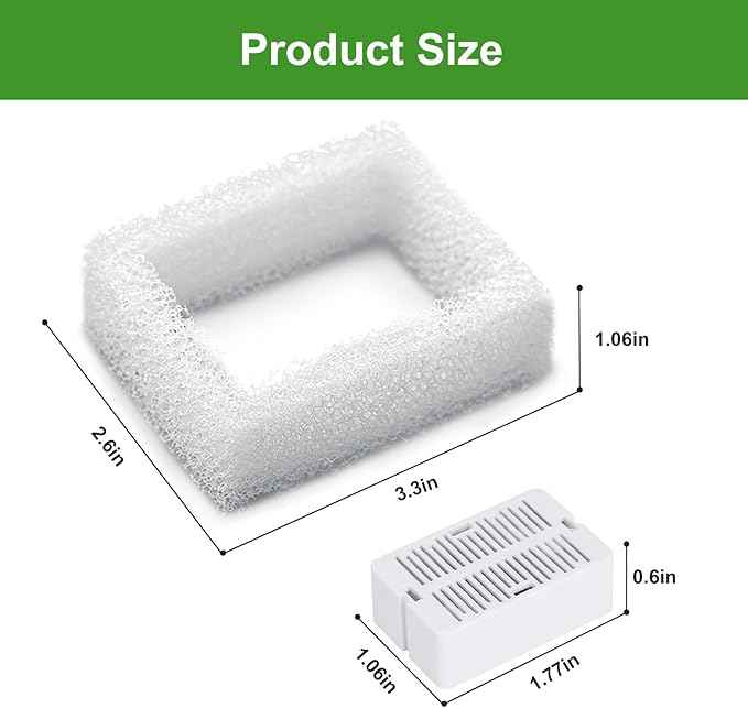 Replacement Carbon Filters for Cepheus 360 Oasisic Ceramic Pet Fountain/iPettie Cupcake/Wonder Creature Aurora and Cup Cake Pet Fountain Including 8 Carbon Filters +2 Foam Filters (10 Pack)