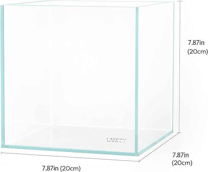 LANDEN 20C 2 Gallon Cube Rimless Low Iron Clear Aquarium Tank, All Glass Aquarium,Small Betta Fish Tank,W7.8×D7.8×H7.8 in(20x20x20cm) 5mm Thickness with Nano Foam Leveling Mat