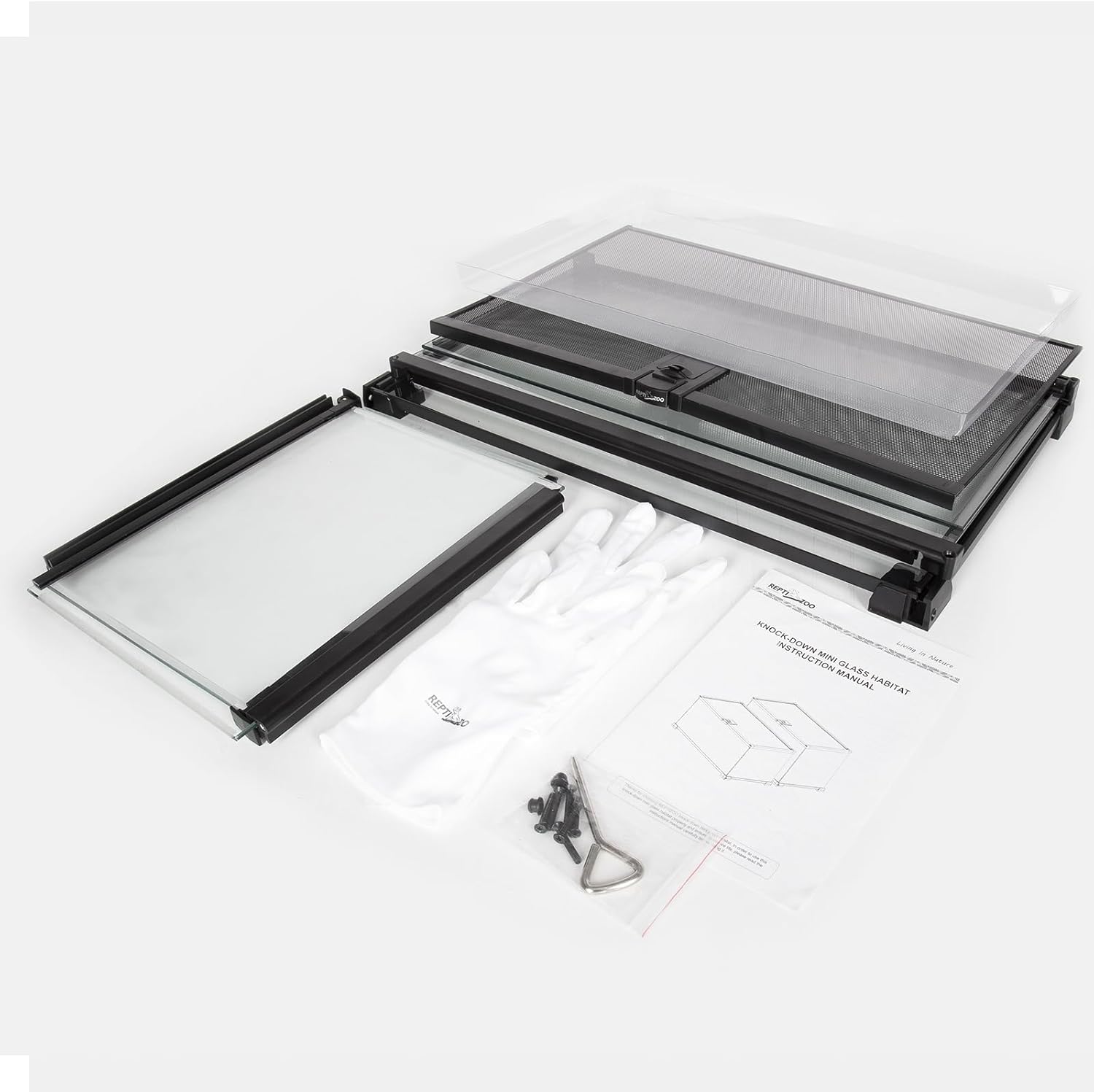 REPTI ZOO Full Glass 15 Gallon Reptile Tank, Medium Reptile Terrarium 24" X 12" X 12" for Gecko Hermit Crab Hognose Snake etc, Top Screen Ventilation & Feeding - FurryFun