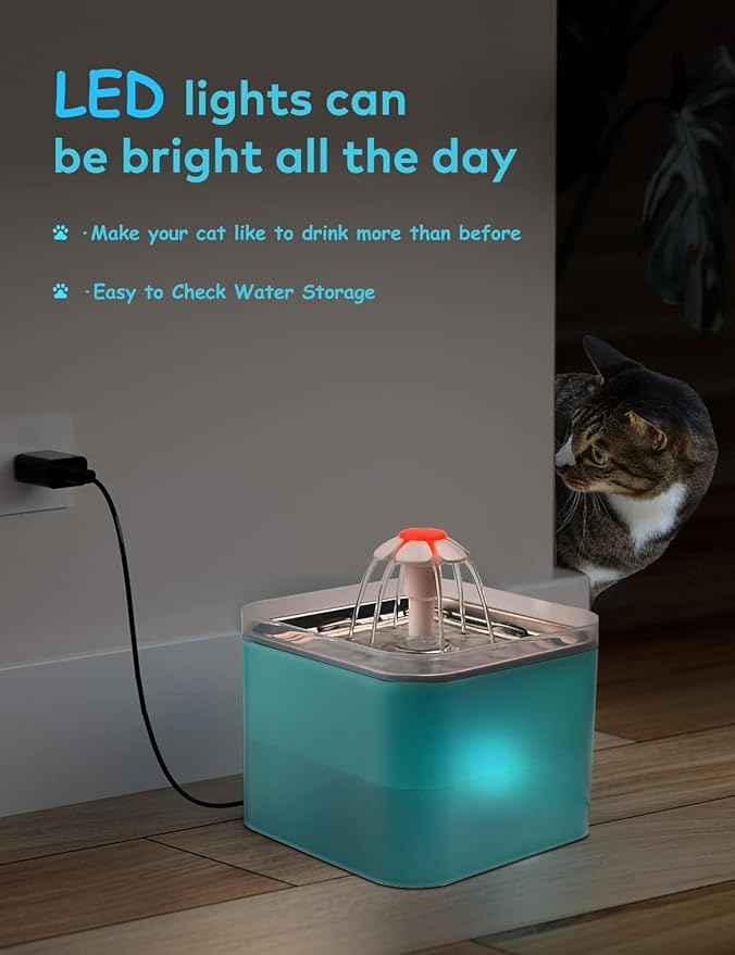 Cat Water Fountain Stainless Steel: Flower Cat Fountain for Drinking - Metal Water Fountain for Cats - Premium Pet Waterer Fountain 304 Stainless Steel - AONBOY Cats Drinking Fountain for Small Dogs