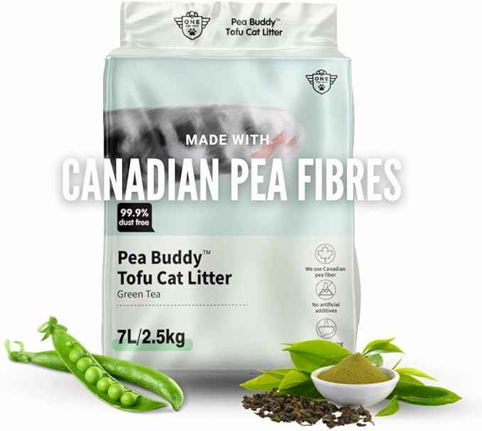 Pea Based Cat Litter, Dust Free Cat Litter, Low Tracking, and Natural Odor Control, Scented, Flushable (1 Pack, Green Tea)
