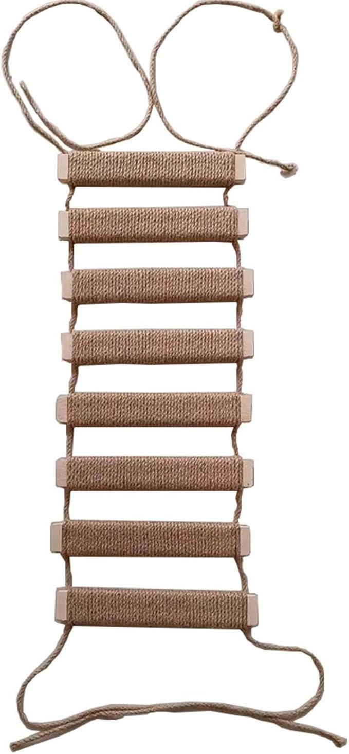 Outdoor Cat Tree with Wall Climbing Bridge & Rope Ladder - 20in Hemp Rope Cat Wall Furniture Cat Ladder