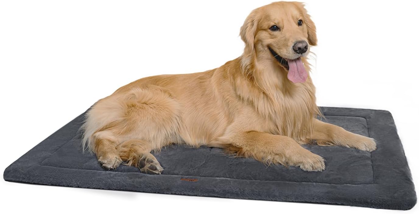 Made4Pets Dog Crate Pad Bed for Large Dogs, Washable & Reversible, Anti-Slip Kennel Mat for Cozy Sleeping, Soft Fluffy Dog Bed for Indoor & Outdoor Use, 41"x29", Dark Gray