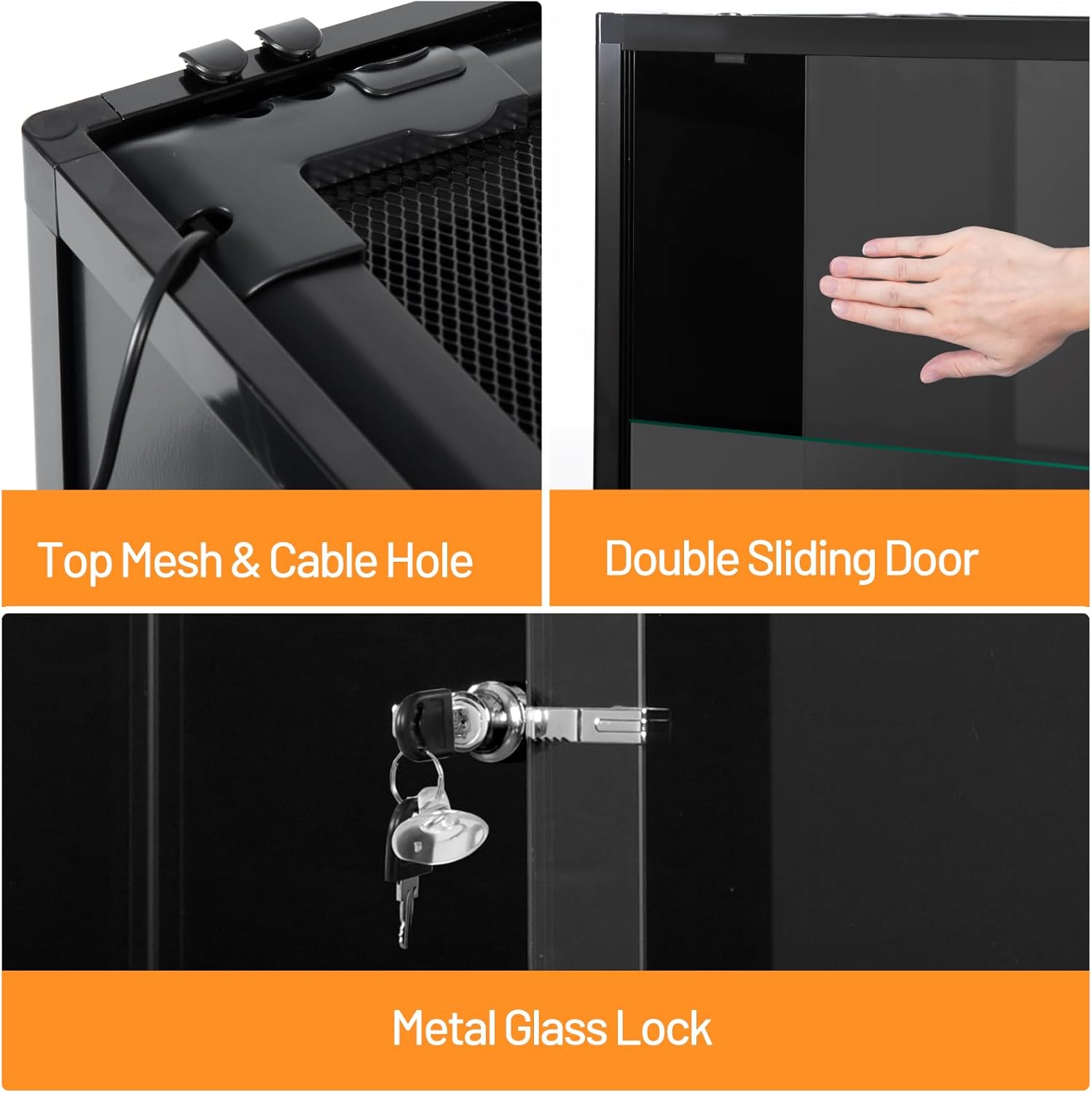 REPTI ZOO 50 Gallon Reptile Tank, 36" X 18" X 18" Reptile Terrarium, Black-Tinted ECO Glass Enclosure with Sliding Door & Mesh Top, Secure & Low-Stress Habitat for Bearded Dragon, Gecko, Snake, Lizard - FurryFun