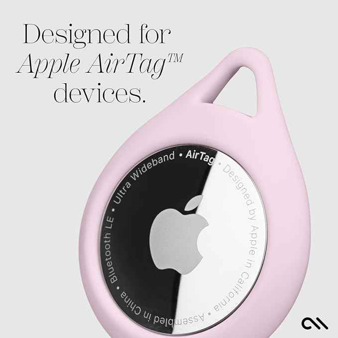 Case-Mate AirTag Holder - AirTag Keychain with Rugged Strap - Easy to Use, Protective, Durable Hard Shell Air Tag Case for Dog Collar, Cat Collar, Keys, Luggage, Backpack, Purses - 1 Pack, Blush