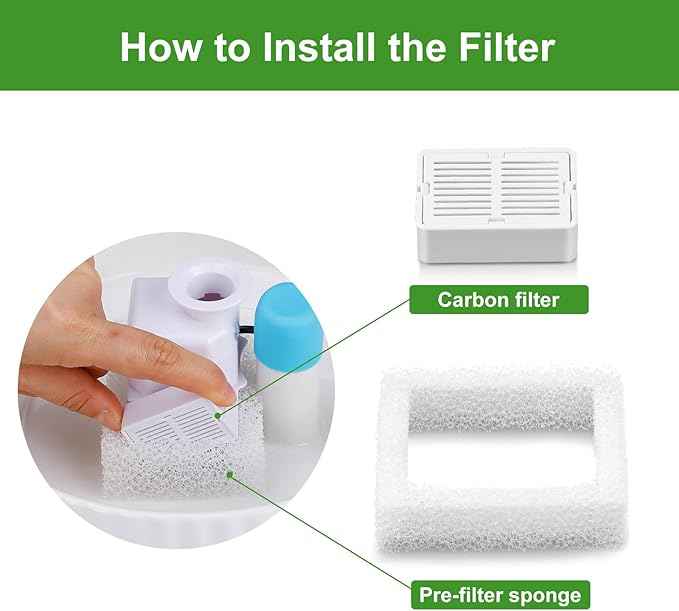 Replacement Carbon Filters for Cepheus 360 Oasisic Ceramic Pet Fountain/iPettie Cupcake/Wonder Creature Aurora and Cup Cake Pet Fountain Including 8 Carbon Filters +2 Foam Filters (10 Pack)