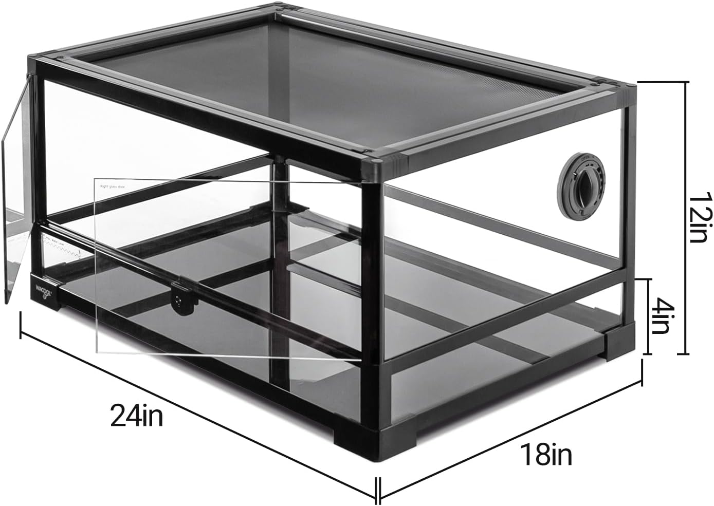 Reptile Tank 20 Gallon, 360°Full Vision Glass Reptile Terrarium 24" x 18" x 12", 24 in Wide Front Opening Reptile Tank for Desert and Tropical Reptiles Gecko Bearded Dragon Snake Hermit Crab - FurryFun