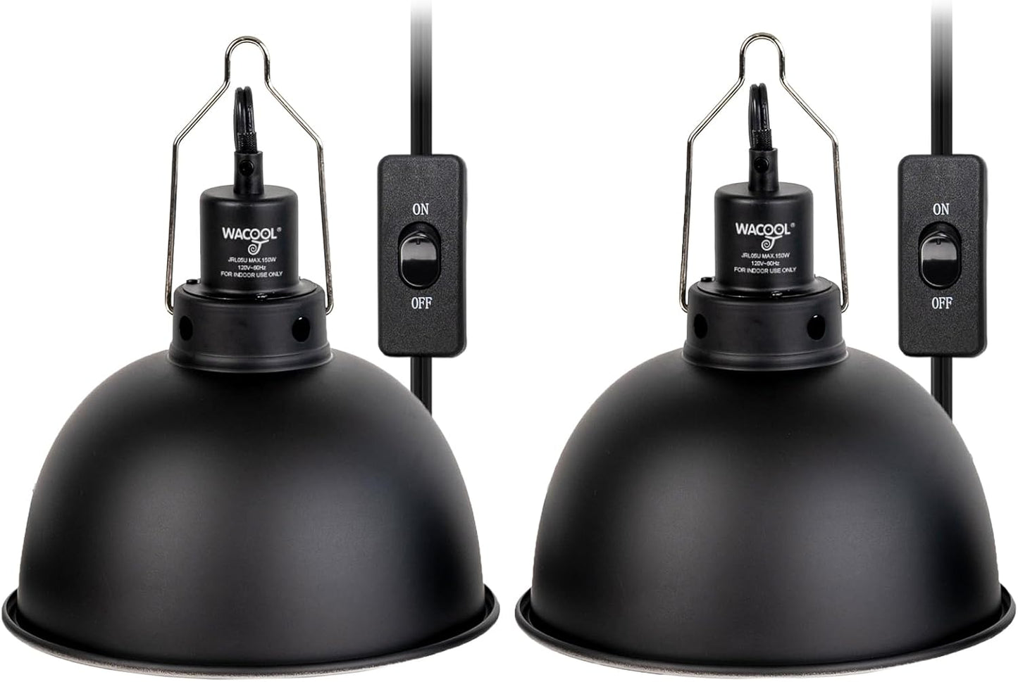 Reptile Light Fixture 2 Pack, 8.5 in Deep Dome Reptile Heat Lamp Fixture, Optical Reflection Terrarium Light Fixture for Reptile UVB UVA Heat Basking Bulbs, Separate Switch & Hook