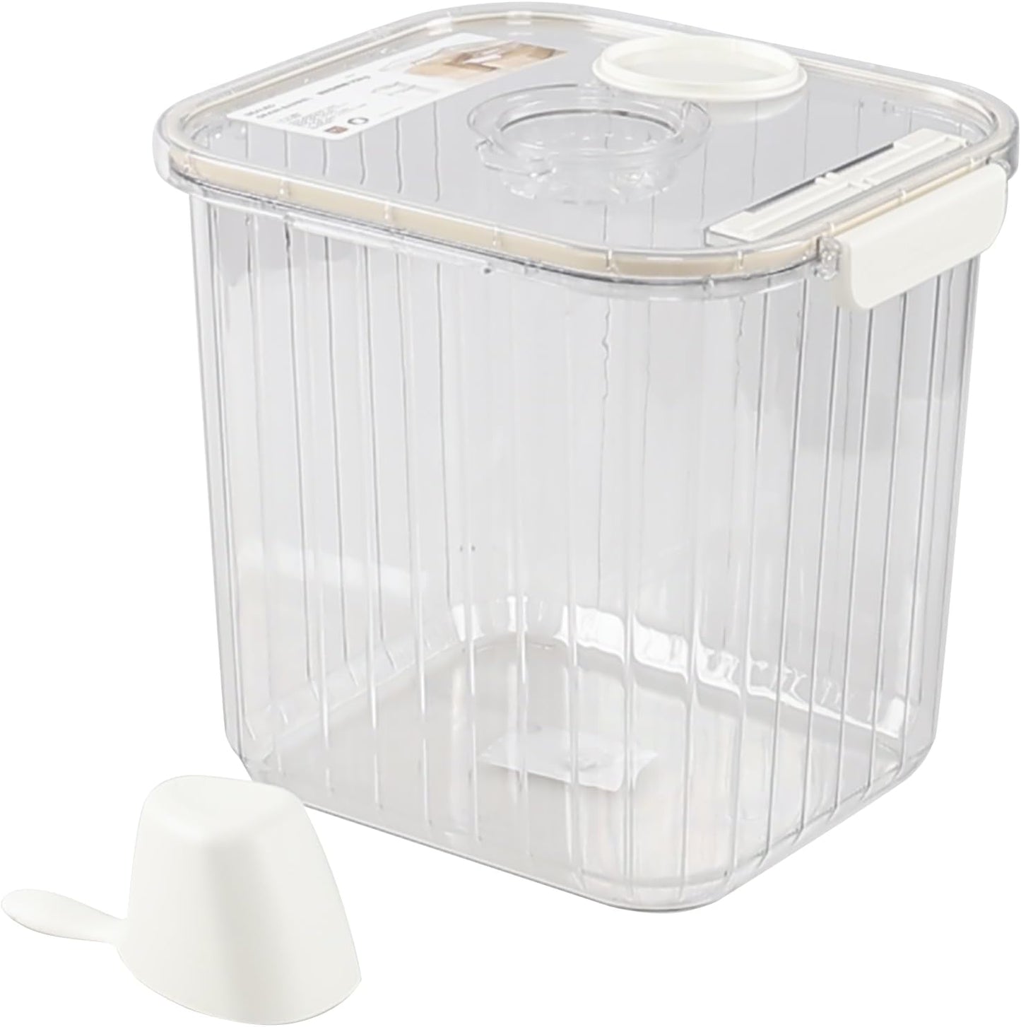 22 Lbs Large Rice Storage Container with Measuring Cup, Clear Pets Food Bin with Seal Locking Lid, Dry Food Flour Bin for Rice, Flour, Pet Food, Baking Supplies