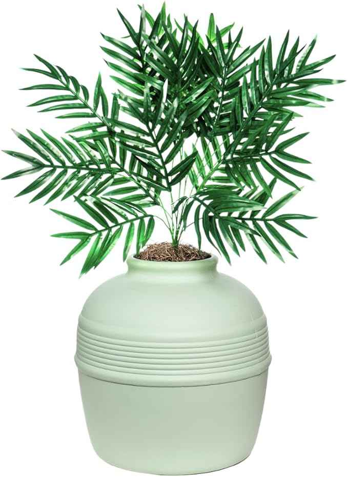 Good Pet Stuff Hidden Litter Box Planter, Decorative Cat Litter Enclosure with Carbon Filter, Artificial Plant, Easy Clean, Indoor Design, Original Round Style, Base Kit, Seagrass Green