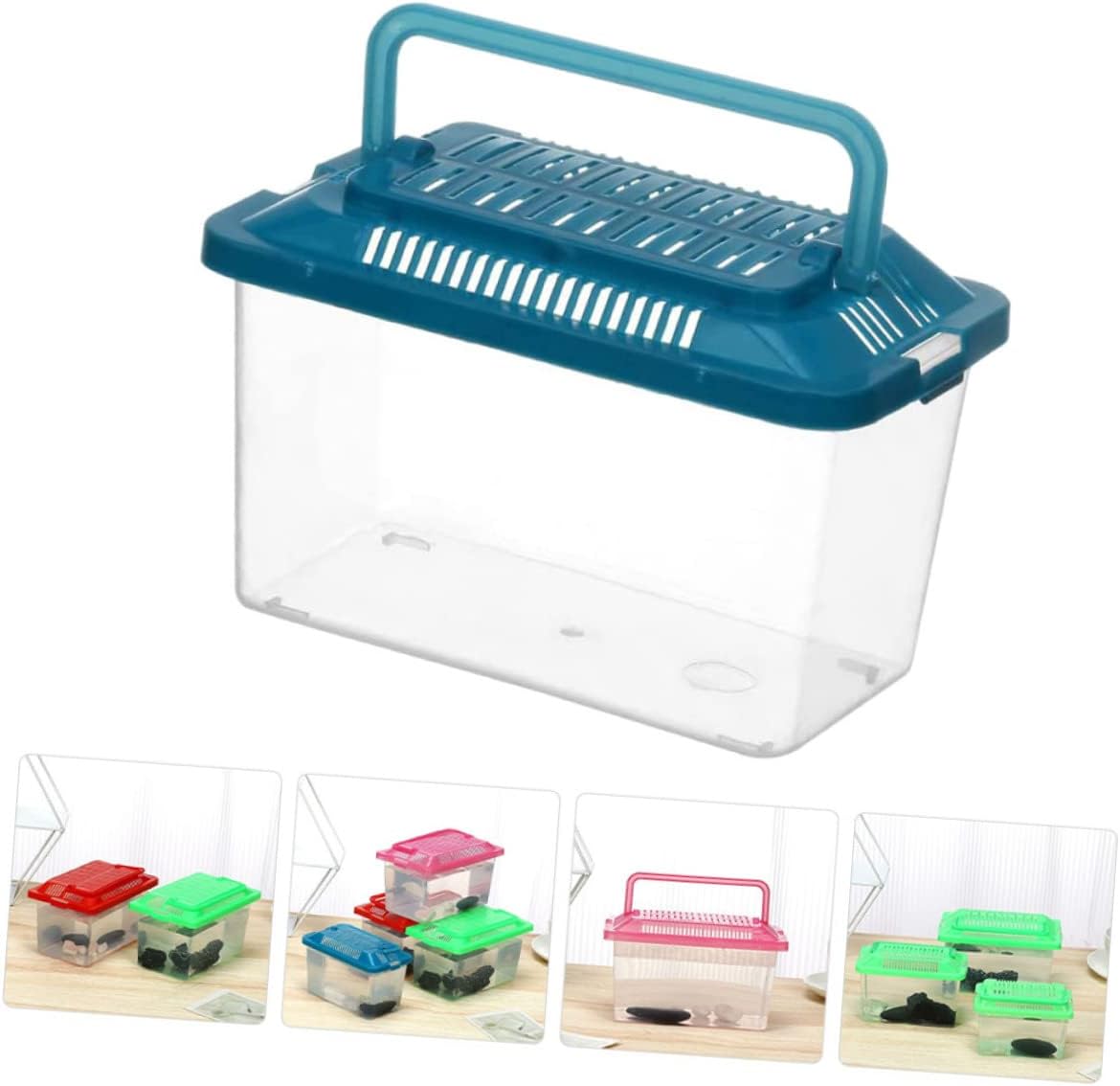 Plastic Turtle Fish Tank Plastic Handheld Fish Tank Portable Aquarium Clear Reptile Breed Container Cricket Keeper Lizard Tank Animals Turtle Tank Beard Leopard Print - FurryFun