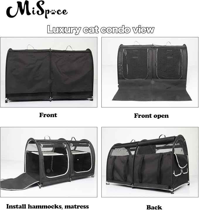 Mispace Portable 2 Pet Carriers for Cats Collapsible Cat Condo for Car Travel Pet Kennel Show Cages with Portable Carry Bag Hammocks Mats and Litter Box