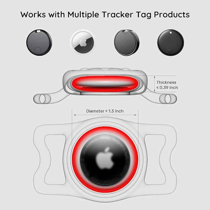 Waterproof Airtag Dog Collar Holder for Apple Air Tag, Silicone Dog Airtag Holder for Dogs & Cat Collars(Purple)