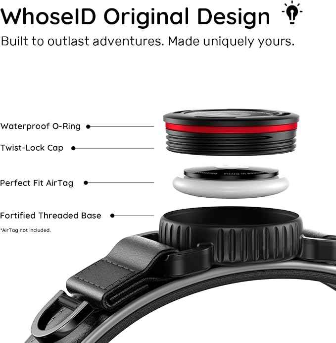 WhoseID Premium Leather Dog Collar - AirTag Dog Collar | Fur-Safe Magnetic Buckle | IPX8 Waterproof Reflective Small Dog Collar with AirTag Holder