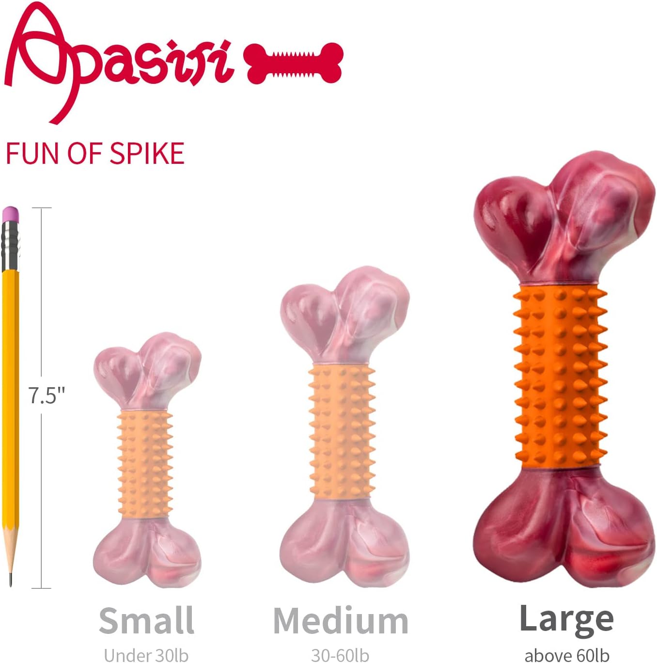 Apasiri Dog Toys for Aggressive Chewers Peanut Butter Flavored, 8" Tough Dog Chew Bone, Nylon & Rubber Chew Toy, Dog Bone Toy for Large Medium Breed 20-80lbs