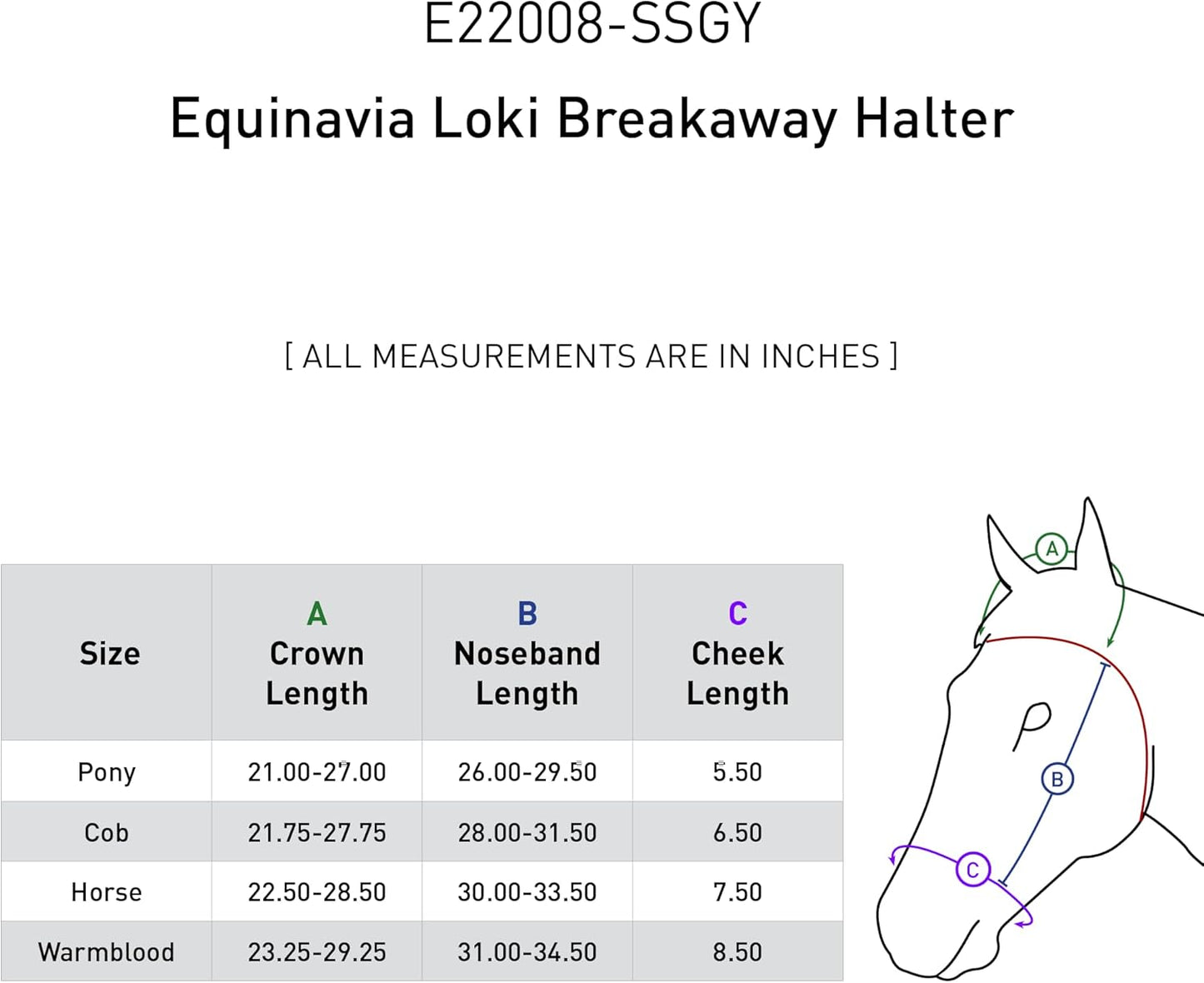 Equinavia Loki Adjustable Breakaway Horse Halter - Silver Sconce Gray - Horse