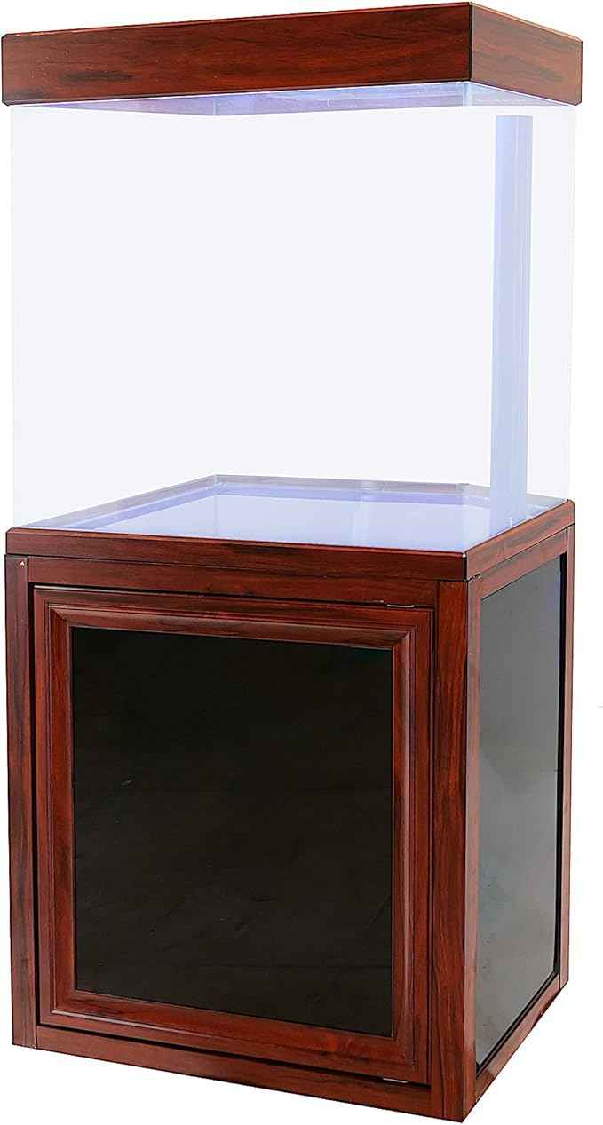 40 Gallon Glass Aquarium with Aluminum Cabinet - Including Sump for Filtration and Circulation, Plumbing, LED, Redwood
