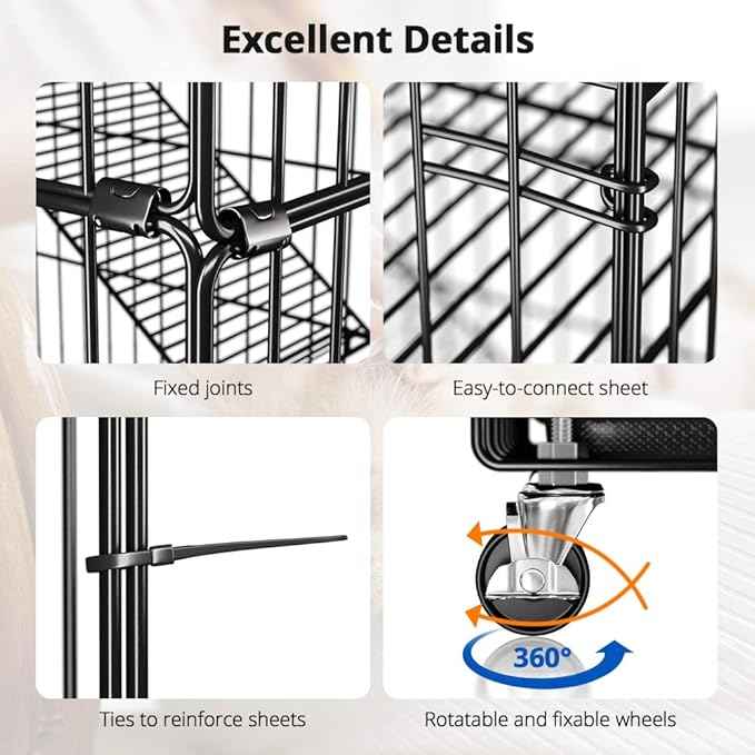 PawGiant 6-Tier Large Cat Cage Playpen, 72-inch Indoor/Outdoor Enclosure with 3 Doors, Hammock, Suitable for Cats, Kittens, and Small Animals