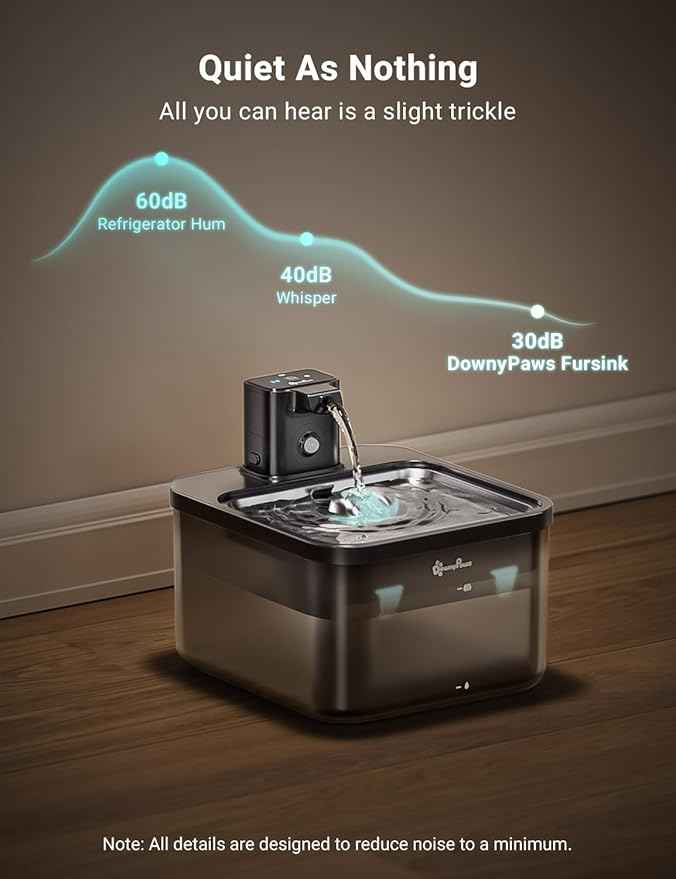 DownyPaws Cat Water Fountain Stainless Steel Cordless, 84oz/2.5L Fursink Wireless Pet Water Fountains for Cats Indoor, Battery Operated Cat Drinking Fountain, BPA-Free, Black with 6 Filters