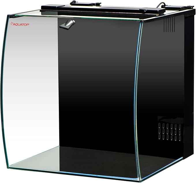 Aquatop 8.6 Gallon Bow Front Glass Aquarium Kit with Filter and LED Lighting - All in One Desktop Fish Tank, Ideal for Freshwater and Saltwater, BFK-08