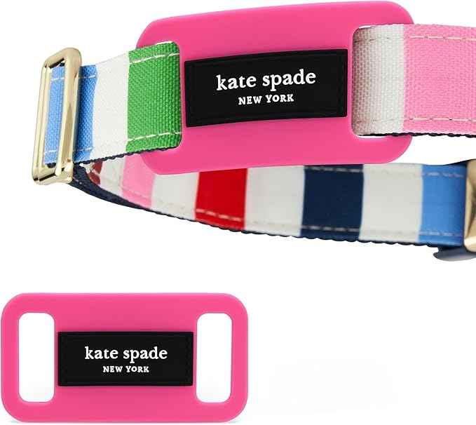 kate spade new york Airtag Dog Collar Holder - Waterproof Silicone Airtag Holder Dog Tag - Pom Pom Pink