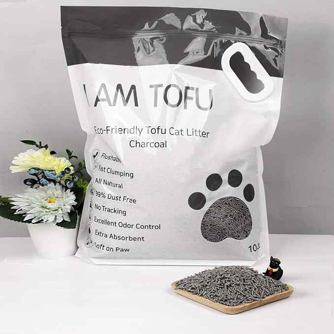 I AM TOFU - Tofu Cat Litter, Natural Flushable Extra Clumping Pellet Litter, 10LB x 3 (Charcoal 2 & Honey Peach1)