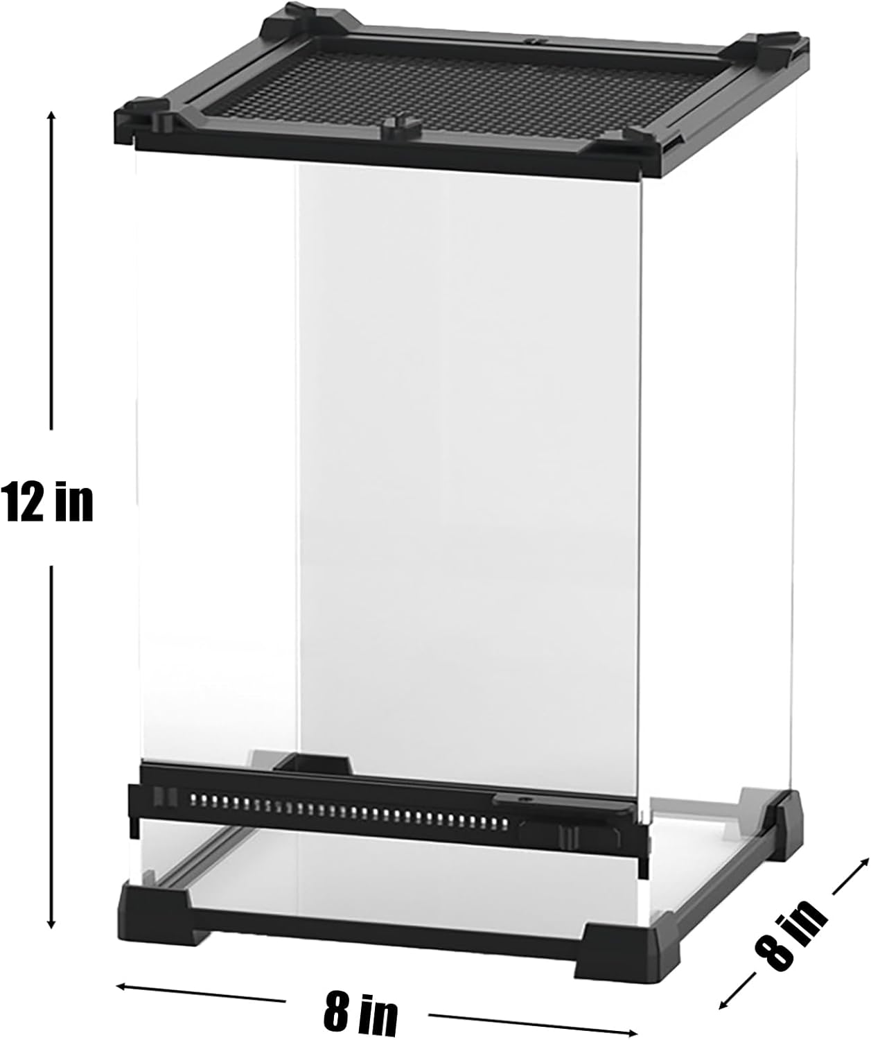 Woyrise Reptile Glass Terrarium Tank 8"x8"x12", Front & Top Opening Door Full View Visually Appealing Mini Reptile or Amphibians Habitat, Stackable Vertical Enclousure for Small Reptiles - FurryFun