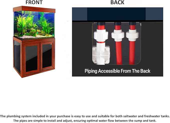 Aqua Dream 50 Gallon Fish Tank with Premium Tempered & Ultra Transparent Glass (Complete Aquarium Setup) Red Wood