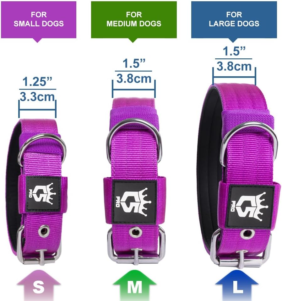 TSPRO Tactical Dog Collar 1.5 Inch Wide Thick Dog Collars with Heavy Duty Metal Buckle, Durable, Strong, Adjustable for Medium to Large Dogs (Green L)