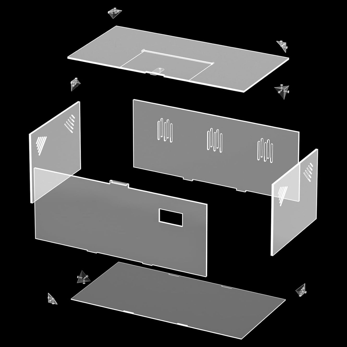 Acrylic Tarantula Enclosure, Reptile Terrarium Breeding Tank w/Temperature Hygrometer,Habitat Reptiles Feeding Box Isopod Terrarium Cage for Insect Lizard Home Office (Reptile-Tank-S(No Tray)) - FurryFun