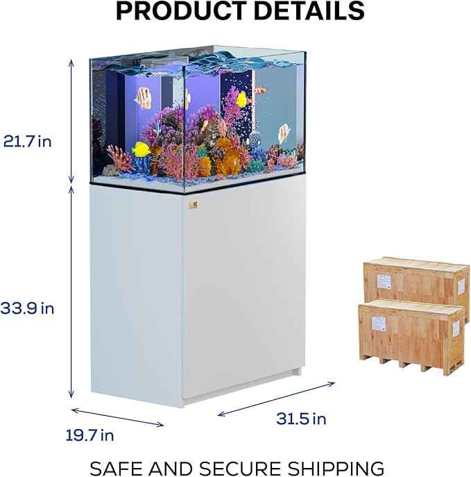 Aqua Dream Coral Reef Aquarium Tank | 90 Gallon Ultra Clear Glass with Sump, White