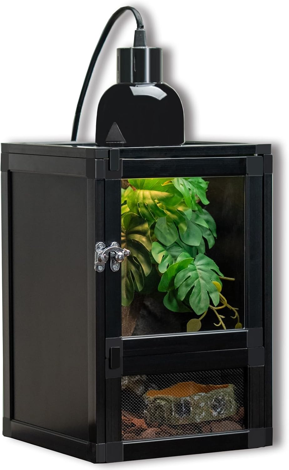 8" x 8" x 12" Small Reptile Cage Hatching Habitat, Screen & Acrylic Doors, Ventilated Terrarium for Lizards, Snakes, Frogs, Easy Assembly, Two Doors - FurryFun