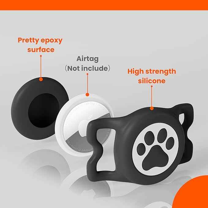 IP68 Waterproof for AirTag Dog Collar Holder, Silicone Dog Air tag Holder for Apple Air Tag (Black&Rose)
