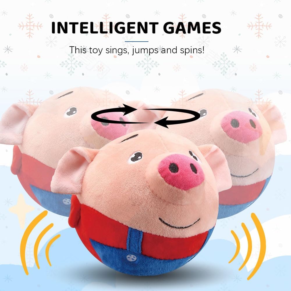 Upgrade Active Moving Pet Plush Toy, Squeaky Moving Dog Ball Toy Interactive Dog Toy for Boredom Dog Bouncing Ball Plush Toy, Pig Plush Sound Electronic Dog Toy Pet Bouncing Balls Toy (Tiger)