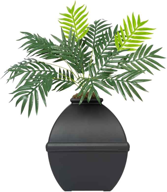Good Pet Stuff Hidden Litter Box Planter, Decorative Cat Litter Enclosure with Carbon Filter, Artificial Plant, Easy Clean, Indoor Design, Courtyard Square Style, Base Kit, Black Suede