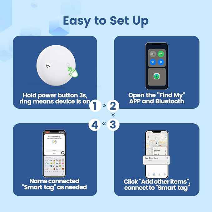 Smart Pet Tracker for Collar - Dog Trackers Location for Pet with Holder, No Monthly Fee, Real-Time Tracking, iOS Only, Emergency Contact, Long-Lasting, Anti-Lost Tracker for Cats, Bag Straps,Blue