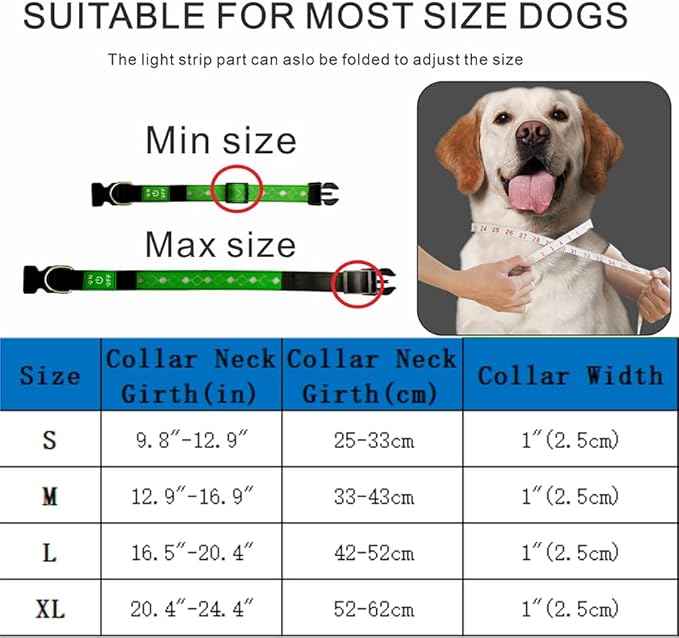 LED Dog Collar with AirTag Holder and Custom ID Tag, 15 Light Modes, Waterproof, Multiple Colors (BLACK Pro, XL(19.7-23.6"))