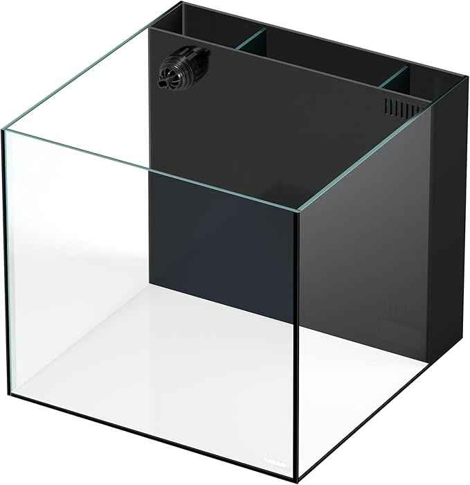 Landen 45P 15 Gallon Ultra Clear All Glass Rimless Low Iron Aquarium Tank with Rear Filtration Chamber(Return Pump Included)for Salt and Fresh Water.17.7''Wx17.7''Dx15.8''H in(45x45x40cm)6mm Thickness