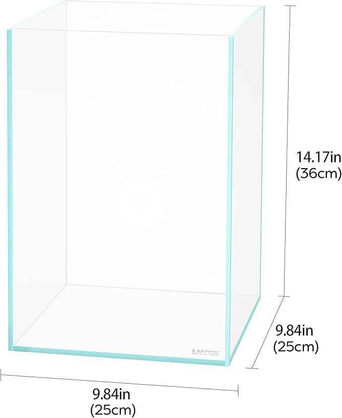 LANDEN Tall Tank Rimless Low Iron Tank 5.5GAL 9.8" L × 9.8" W × 14.2" H(25X25X36) cm Small Aquascape Fish Tank, Vertical Aquascape Tank, Black Leveling Mat Included