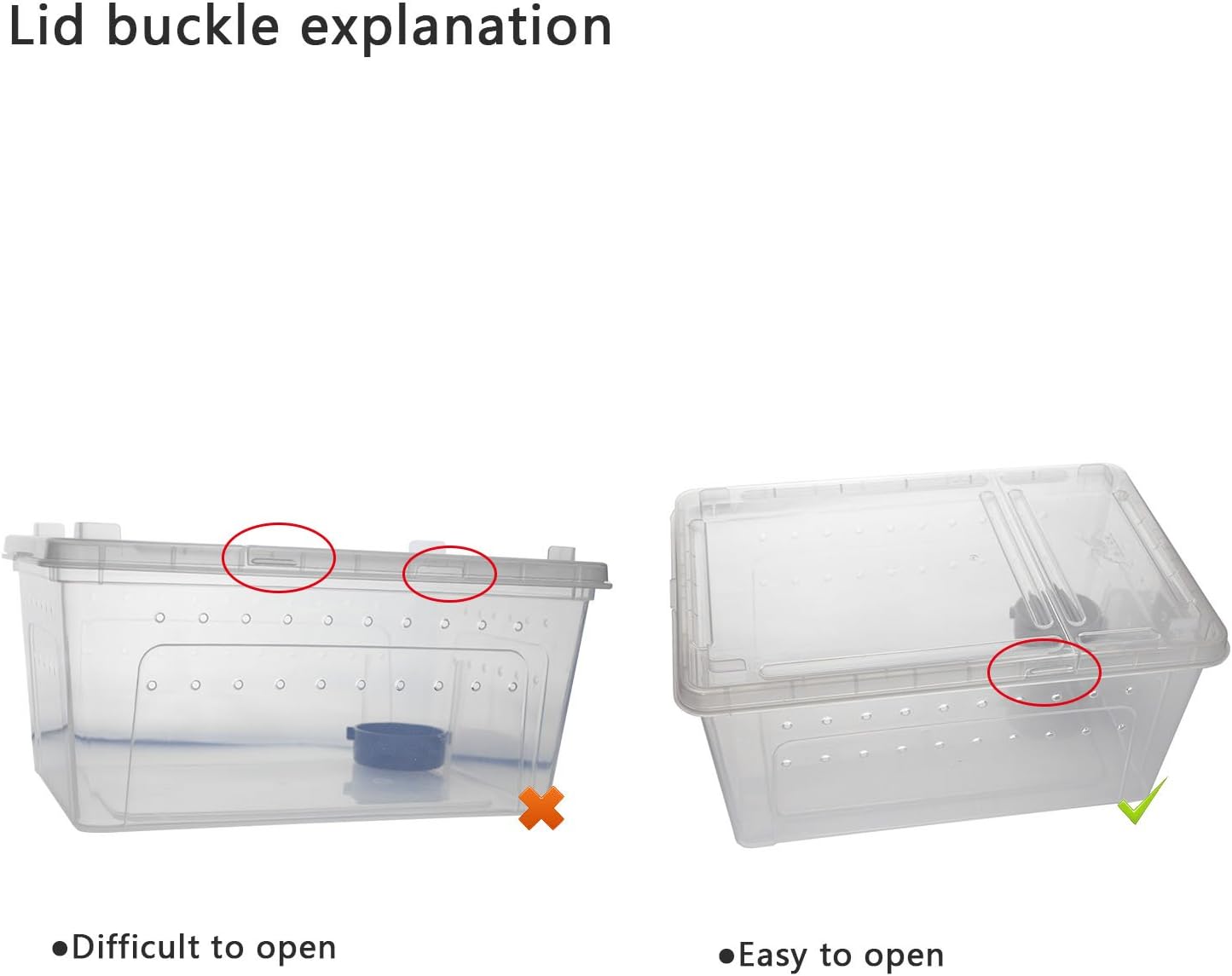 OMEM Portable Reptile Terrarium Habitat for Mini Pet Houses Breathable Holes Stackable Container (L) - FurryFun