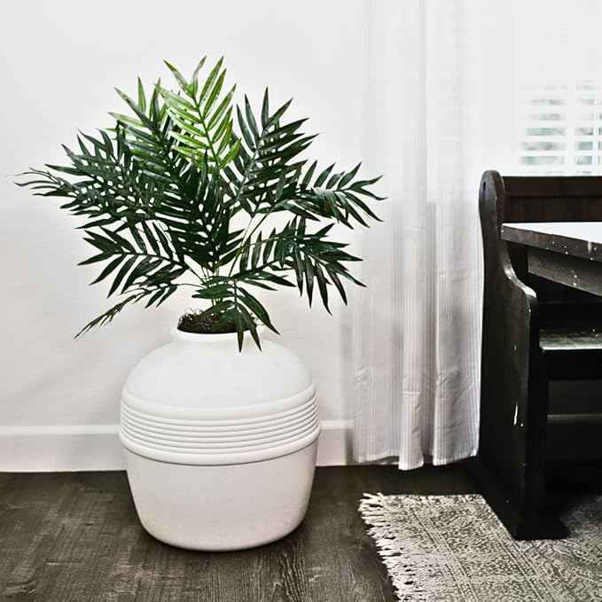 Good Pet Stuff Hidden Litter Box Planter, Decorative Cat Litter Enclosure with Carbon Filter, Artificial Plant, Easy Clean, Indoor Design, Original Round Style, Essentials Kit, White Birch