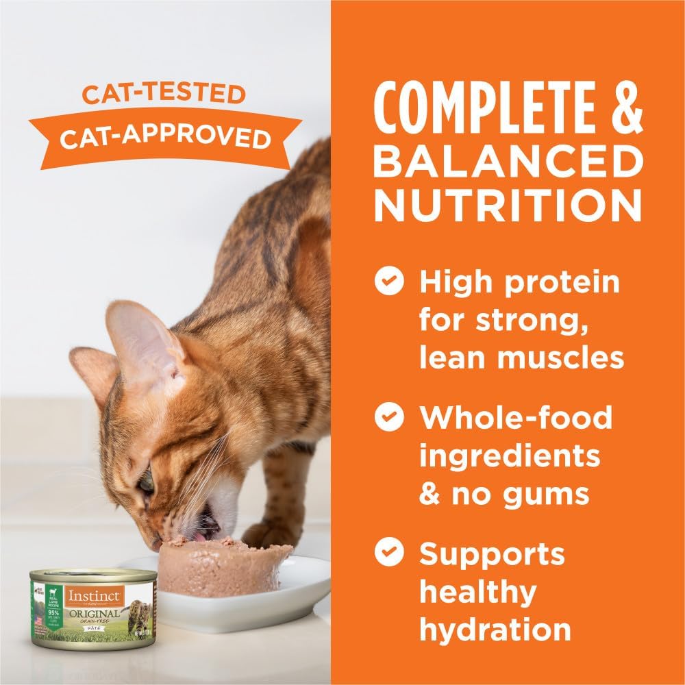 Instinct Original Pate Wet Cat Food, Grain Free Recipe - Real Lamb, 3 oz. Cans (Pack of 24)