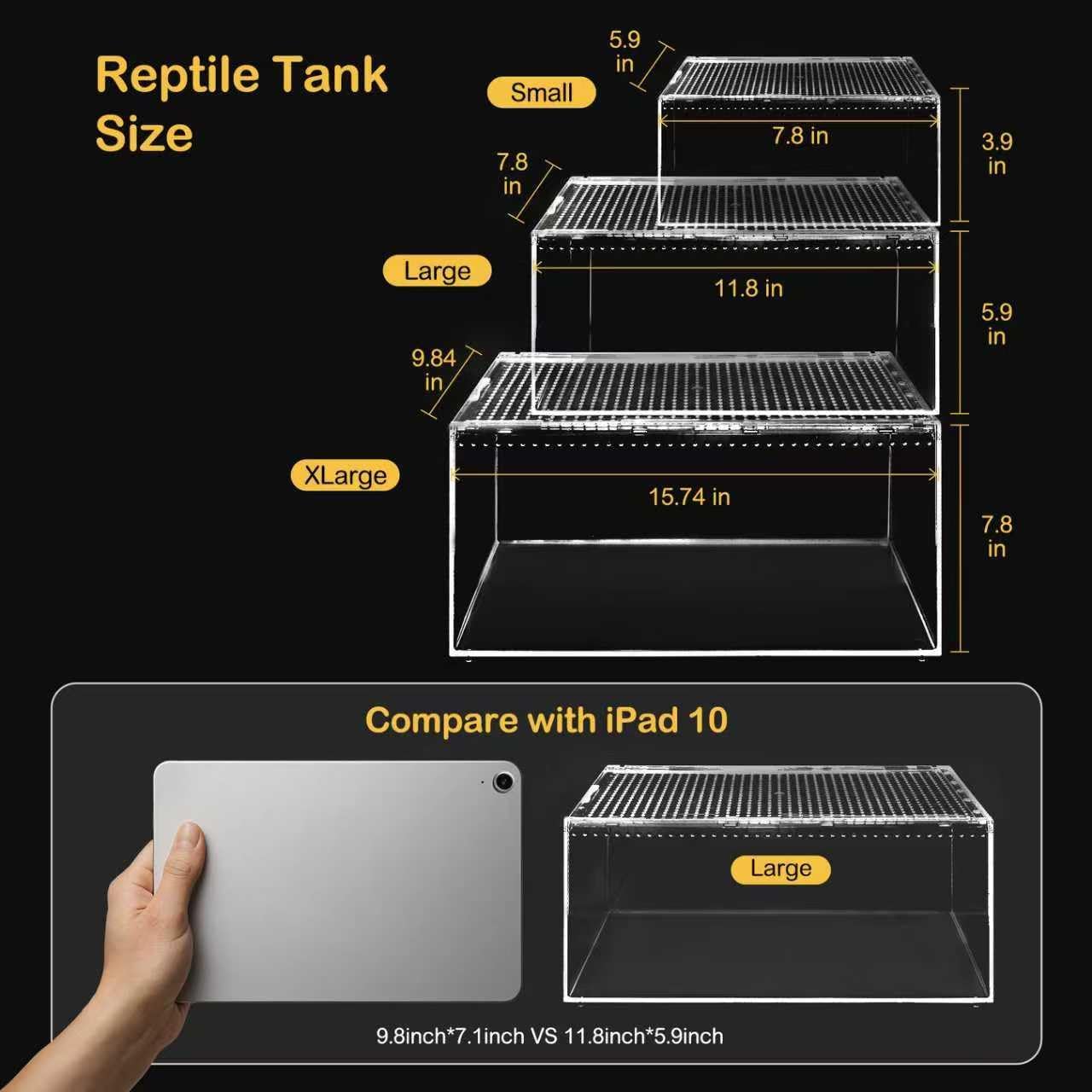 Reptile PC Terrarium,Spider Tank Starter Kit,Leopard Gecko Container,Tarantula Cage,Hermit Crab Habitat,Lizard Enclosure,Insect Housing,Jumping Spider Enclosure,Small Bearded Dragon Vivarium - FurryFun