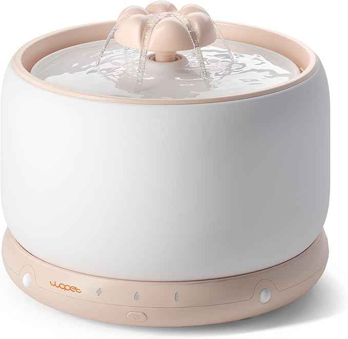 WOPET Wireless Cat Water Fountain, Cordless Ceramic Pet Water Fountain with 5000mAh Rechargeable Battery, 3L/101oz Premium Cat Water Dispenser for Cats & Small Dogs,Ultra Quiet & Triple Filtration